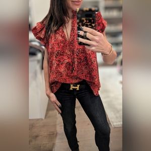 Ulla Johnson Gabi Flutter Sleeve Top